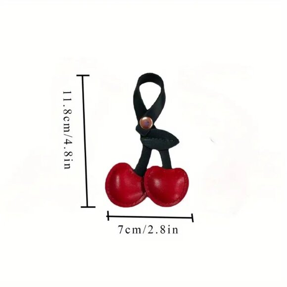 Cherry Bag Charm Keychain Purse Trendy Stylish Glam PU Leather Bomb Sexy Y2K NEW - Picture 3 of 3